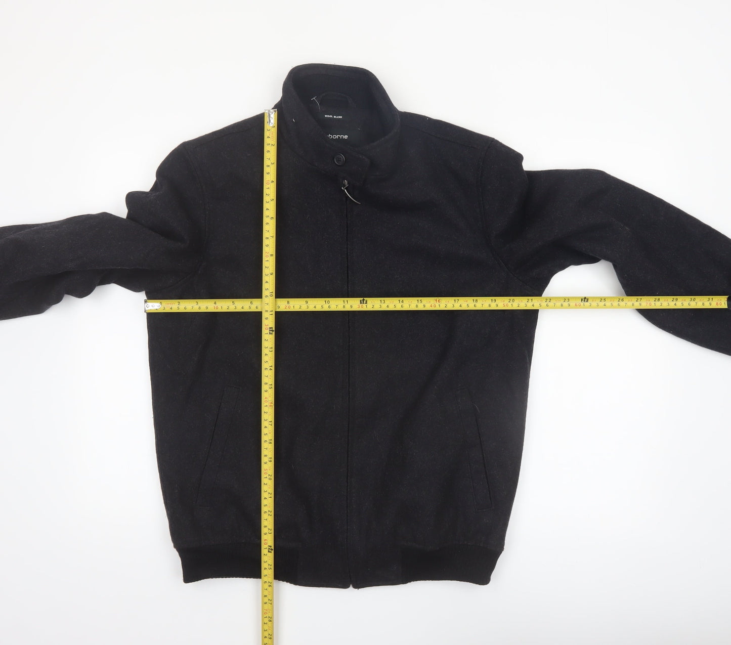 Claiborne Men's Black Wool Blend Bomber Jacket Size S