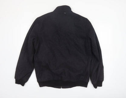 Claiborne Men's Black Wool Blend Bomber Jacket Size S