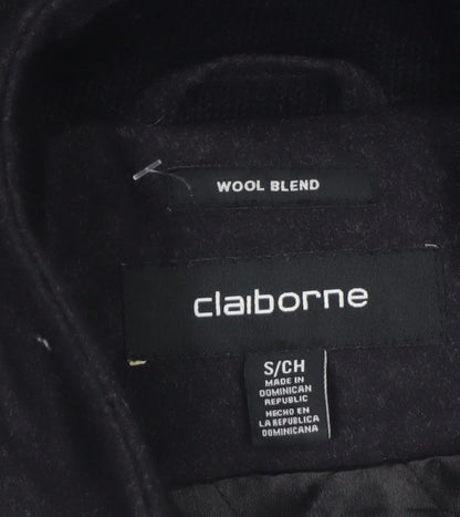 Claiborne Men's Black Wool Blend Bomber Jacket Size S