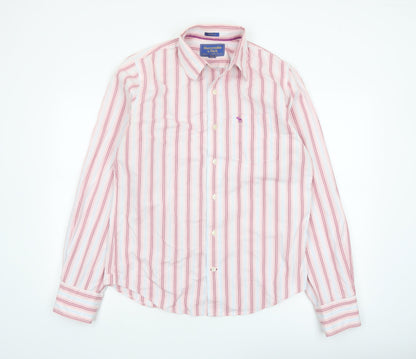 Abercrombie & Fitch Men’s Pink Striped Long Sleeve Cotton Shirt L