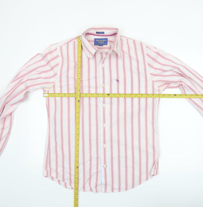 Abercrombie & Fitch Men’s Pink Striped Long Sleeve Cotton Shirt L