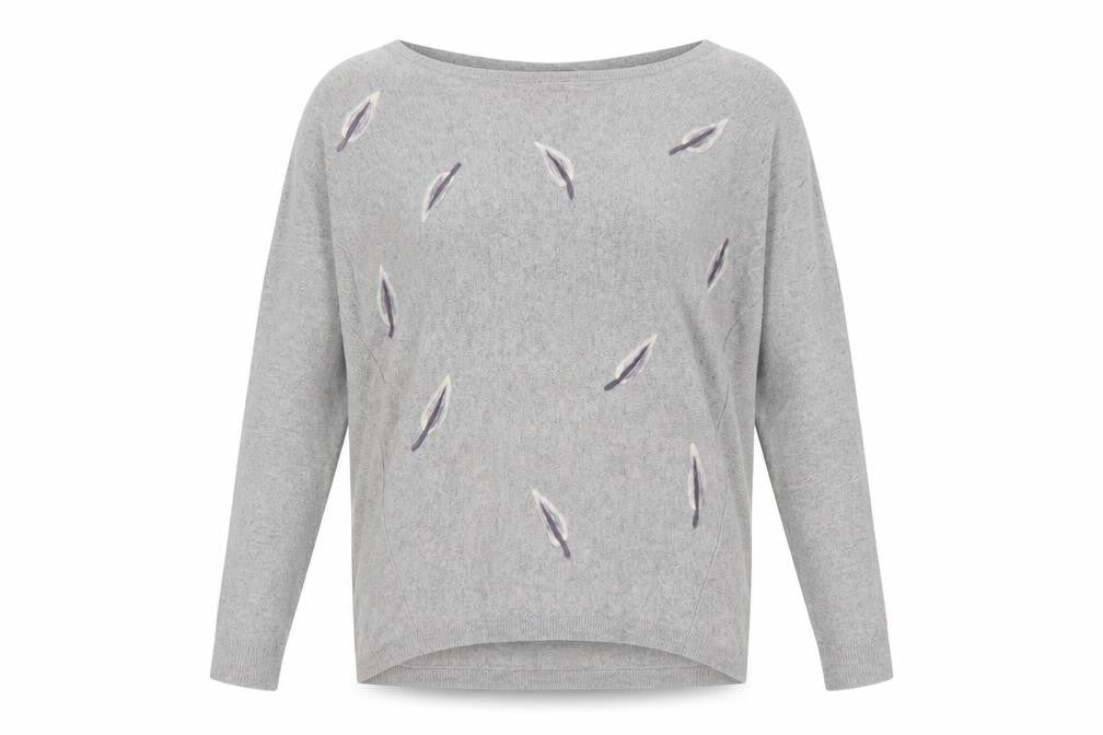 Laura Ashley Women Grey Feather Knit Pullover Jumper Size 10