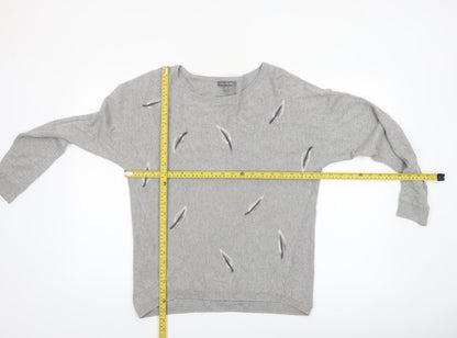 Laura Ashley Women Grey Feather Knit Pullover Jumper Size 10