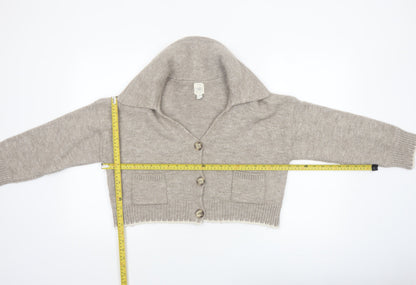 River Island Women Beige Collared Cardigan XS Acrylic Blend