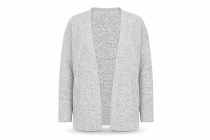 M&Co Women Grey Size 12 Long Sleeve Knit Open Cardigan