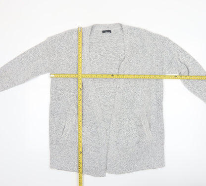 M&Co Women Grey Size 12 Long Sleeve Knit Open Cardigan