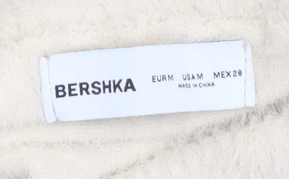 Bershka Women Ivory Cowl Neck Knit Long Sleeve Pullover Jumper M