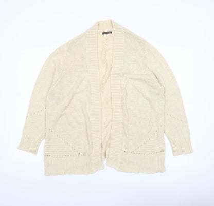 Roman Women Beige Long Sleeve Open Knit Cardigan Size 14