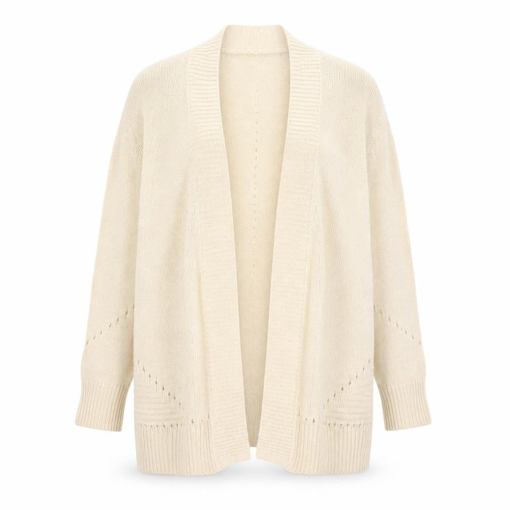 Roman Women Beige Long Sleeve Open Knit Cardigan Size 14