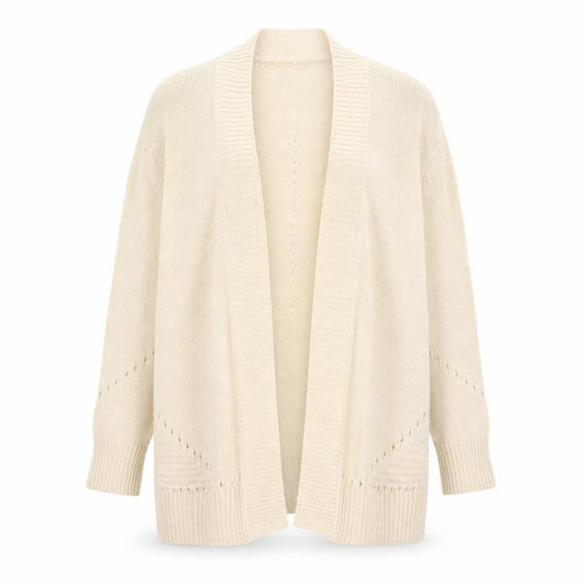 Roman Women Beige Long Sleeve Open Knit Cardigan Size 14