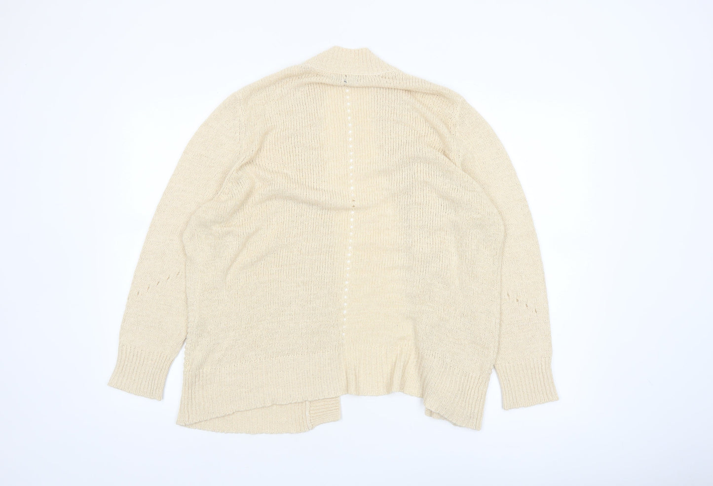Roman Women Beige Long Sleeve Open Knit Cardigan Size 14