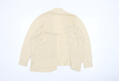 Roman Women Beige Long Sleeve Open Knit Cardigan Size 14