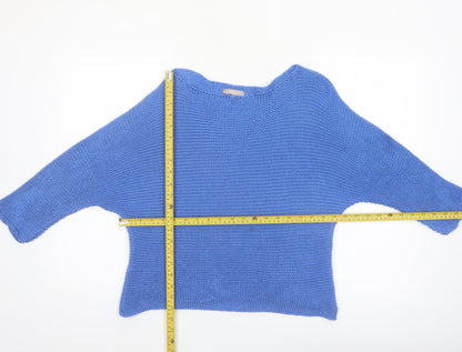 Carina Ricci Women's Blue Knit Boat Neck Pullover Jumper Size M