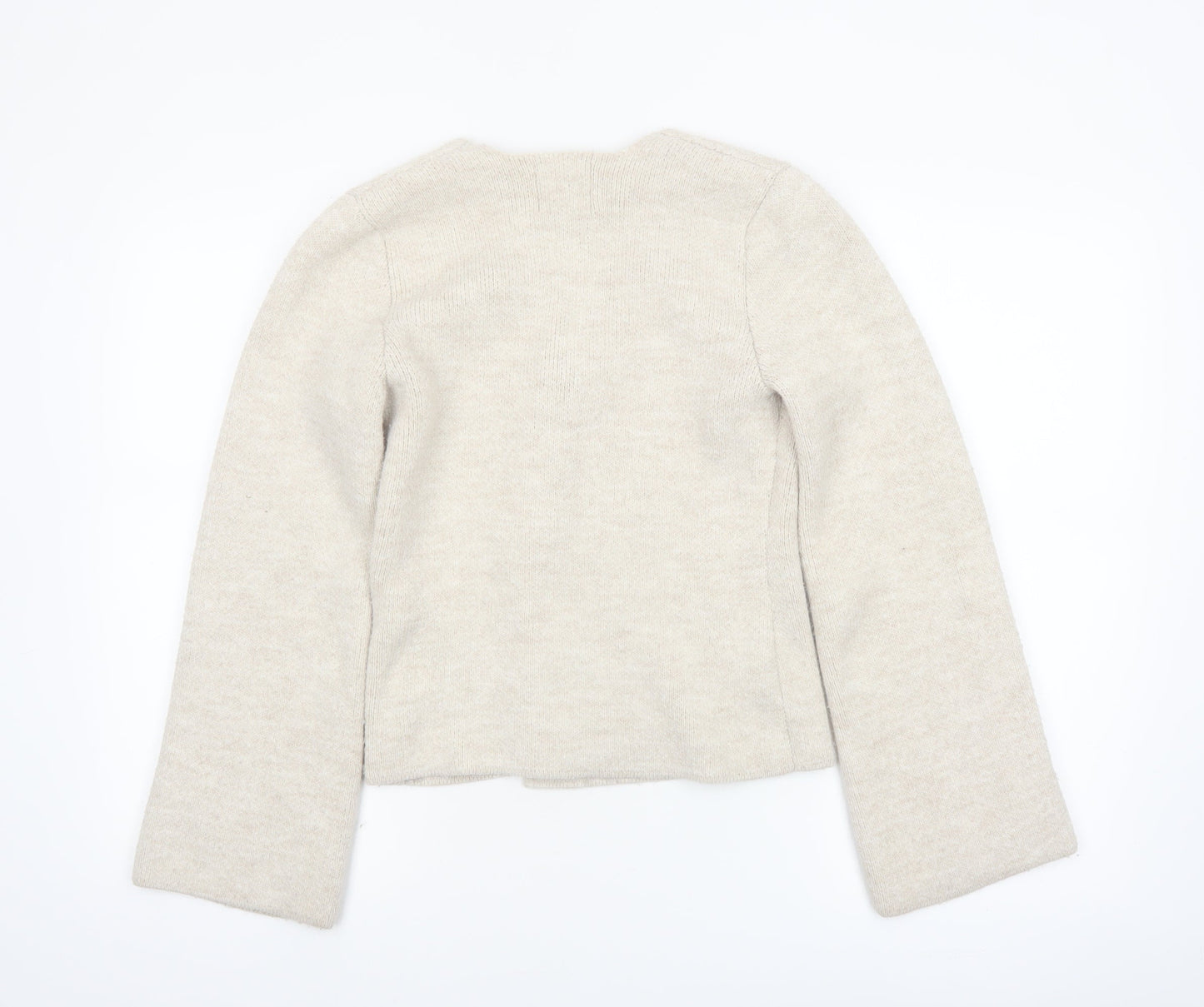 River Island Women Beige V-Neck Cardigan XS Relaxed Fit