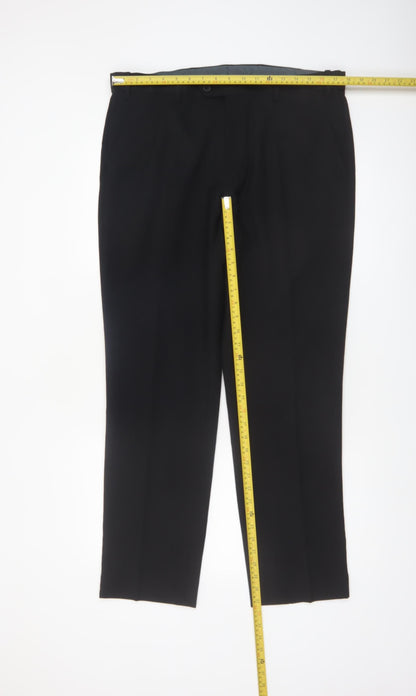 Marks and Spencer Men’s Black Regular Fit Dress Trousers 36W 31L Polyester