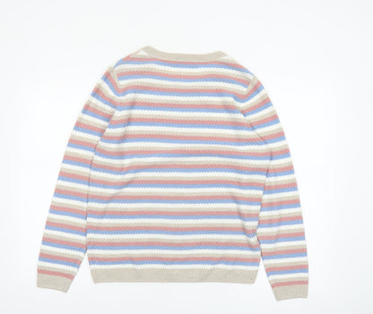 Isle Essentials Women's Multicoloured Striped Acrylic Jumper S 10–12