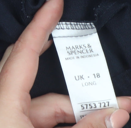 Marks and Spencer Womens Black Size 18 Long Straight Leg Trousers