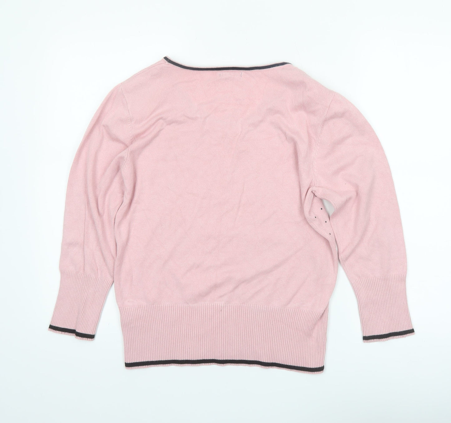 Roman Women Pink Polka Dot Scoop Neck Long Sleeve Jumper Size 14