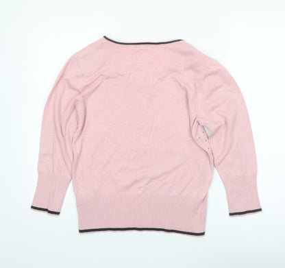 Roman Women Pink Polka Dot Scoop Neck Long Sleeve Jumper Size 14