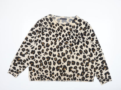 Marks and Spencer Women’s Beige Leopard Print Pullover Jumper Size 22