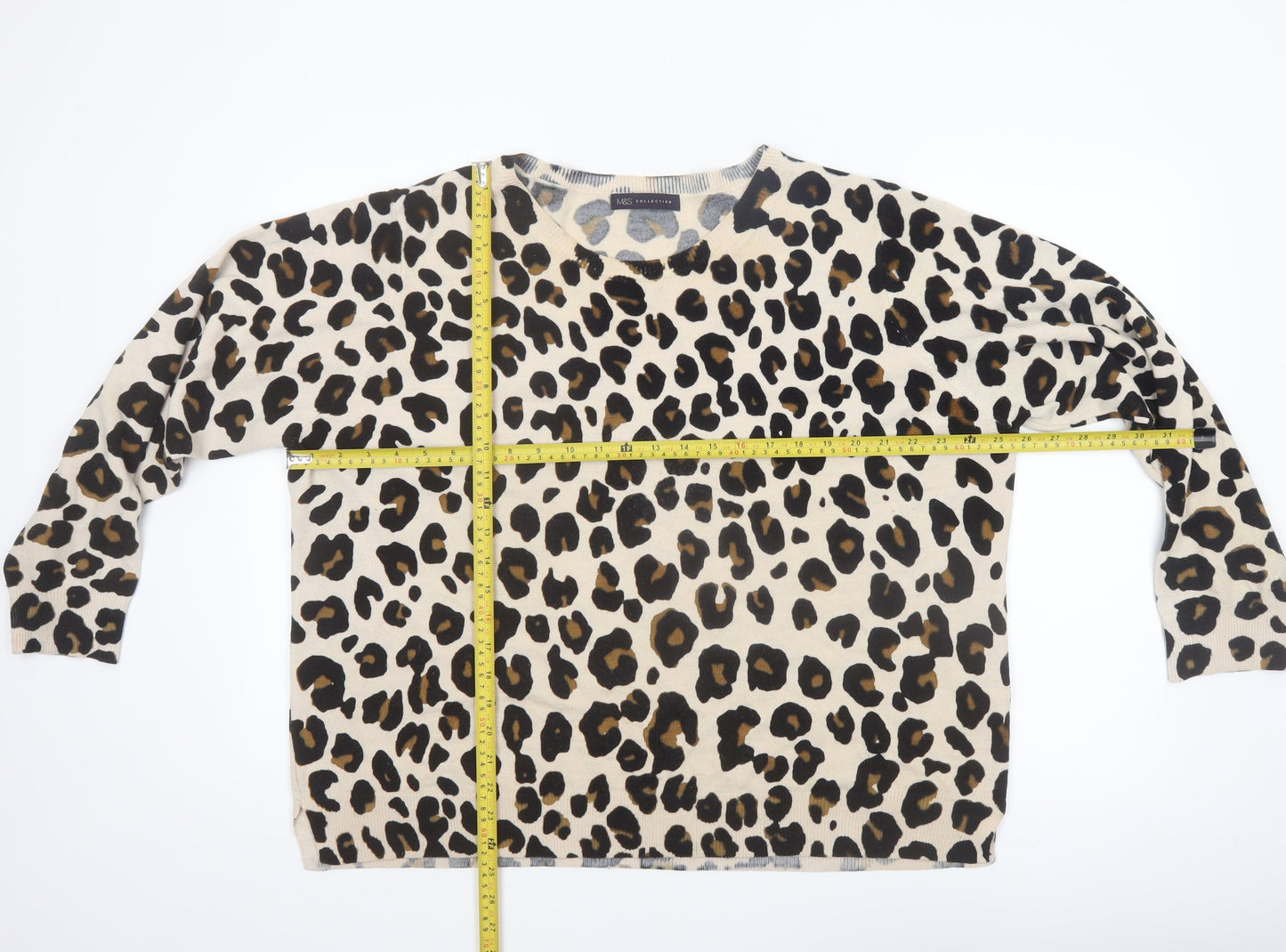 Marks and Spencer Women’s Beige Leopard Print Pullover Jumper Size 22