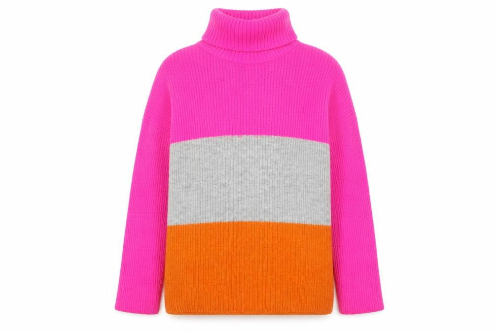JQ by Jenerique Women's Multicoloured Roll Neck Chunky-Knit Jumper One Size