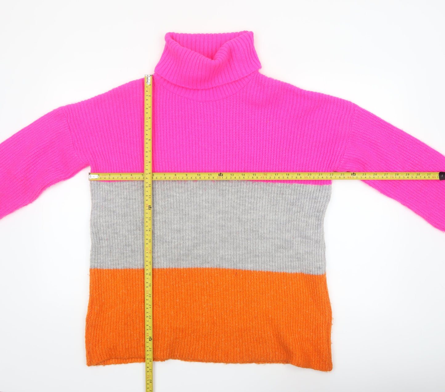 JQ by Jenerique Women's Multicoloured Roll Neck Chunky-Knit Jumper One Size