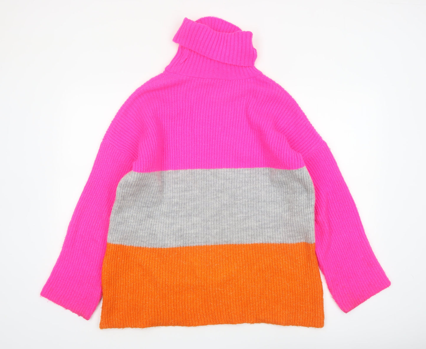 JQ by Jenerique Women's Multicoloured Roll Neck Chunky-Knit Jumper One Size
