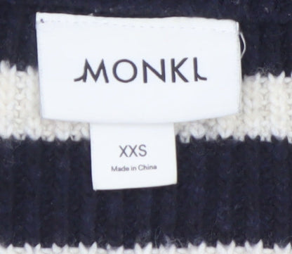 Monki Women’s Black & White Striped 1/2 Zip High Neck Jumper XXS