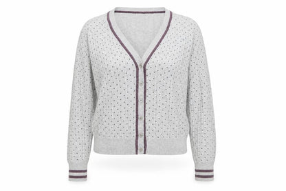 Angel Women’s Grey Polka Dot V-Neck Button Cardigan Size L