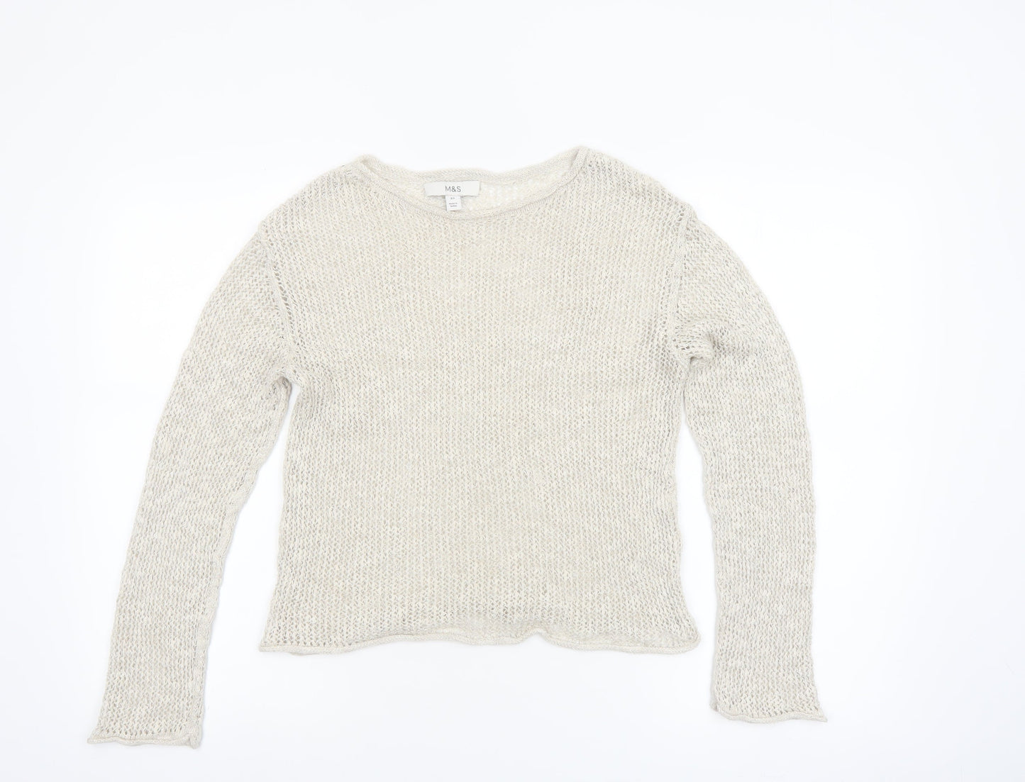 Marks and Spencer Women Beige Long Sleeve Knit Jumper XS