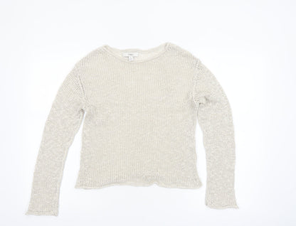 Marks and Spencer Women Beige Long Sleeve Knit Jumper XS