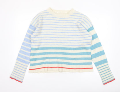 White Stuff Women's Multicoloured Striped Wool Blend Jumper UK 14