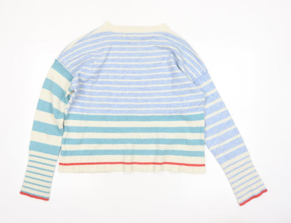 White Stuff Women's Multicoloured Striped Wool Blend Jumper UK 14