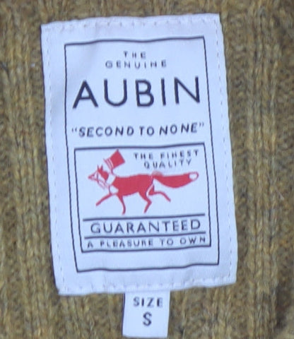 Aubin Men’s Brown Wool Blend Ribbed Crew Neck Jumper Size S