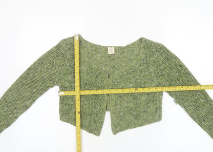 Urban Outfitters Women Green Open-Knit V-Neck Cardigan M