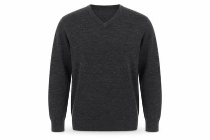 Atlantic Bay Men's Grey V-Neck Acrylic Jumper Size L