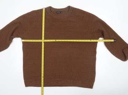 F&F Men's Brown 2XL Crew Neck Knit Cotton Acrylic Jumper
