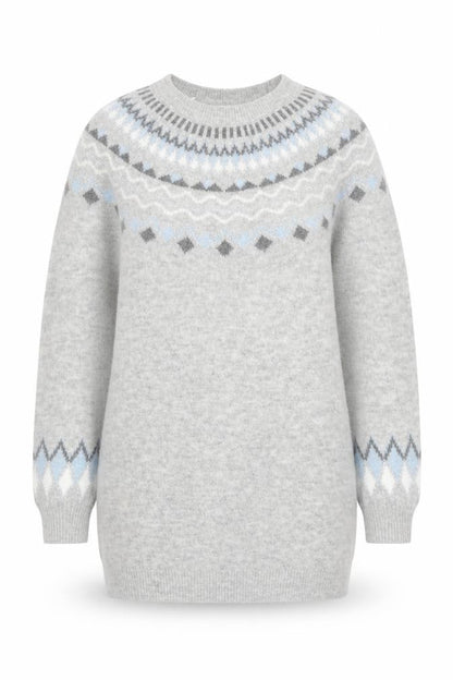 Papaya Women’s Grey Fair Isle Knit Pullover Jumper Size M