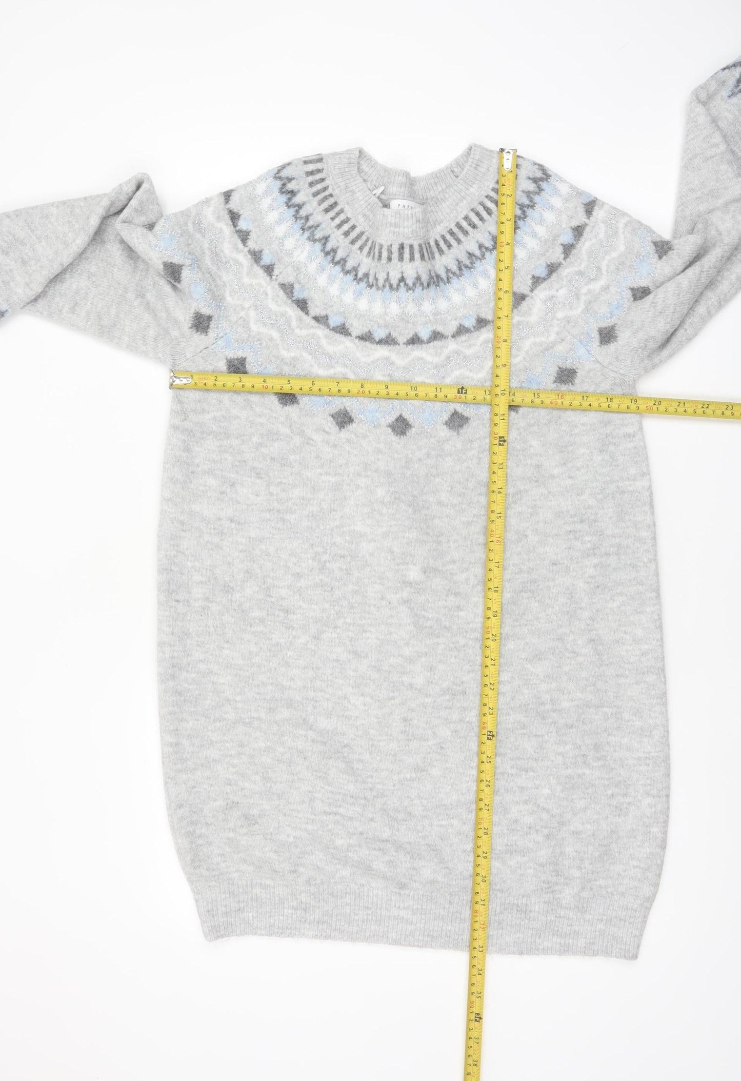 Papaya Women’s Grey Fair Isle Knit Pullover Jumper Size M