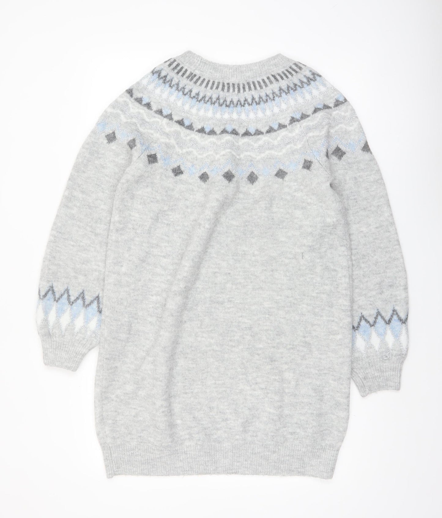 Papaya Women’s Grey Fair Isle Knit Pullover Jumper Size M