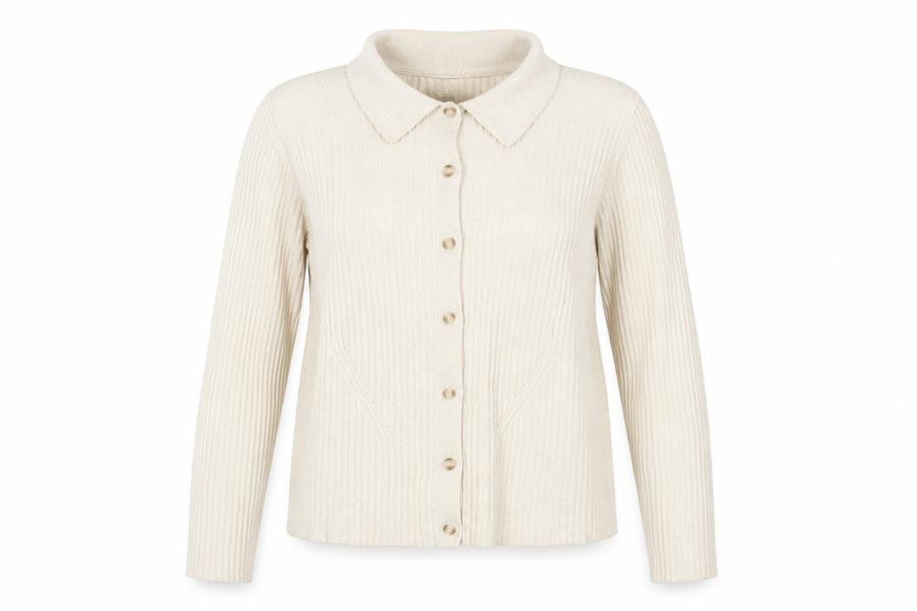 Hush Womens Beige Collared Button Knit Cardigan XL