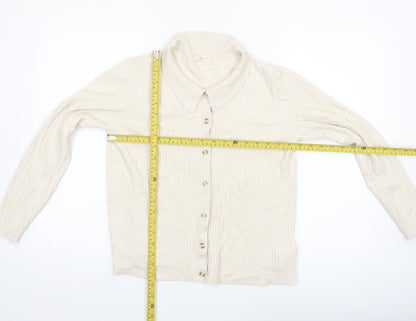 Hush Womens Beige Collared Button Knit Cardigan XL