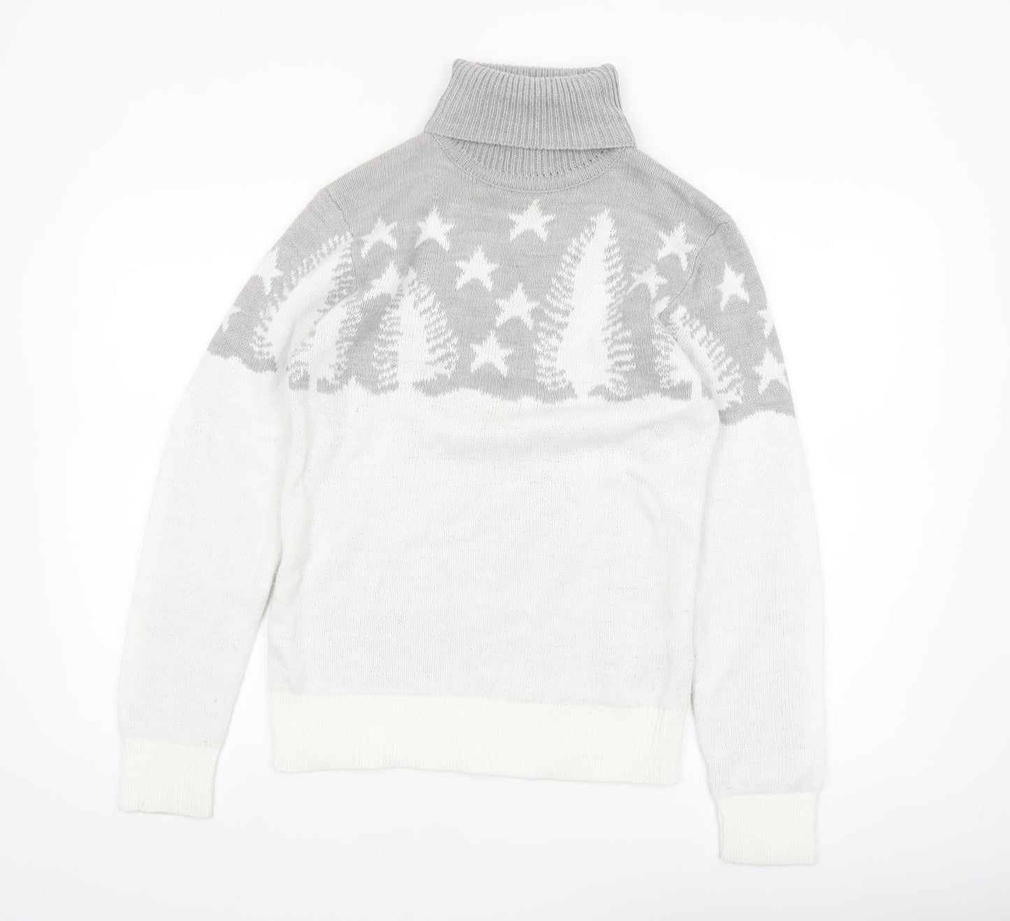 boohooMAN Men’s Grey Roll Neck Christmas Jumper Size S