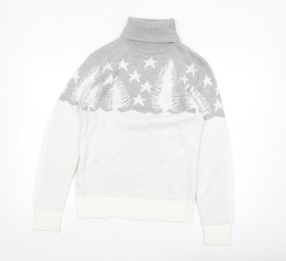 boohooMAN Men’s Grey Roll Neck Christmas Jumper Size S