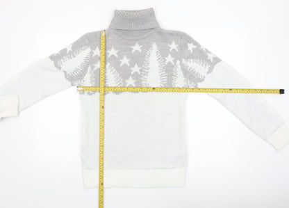 boohooMAN Men’s Grey Roll Neck Christmas Jumper Size S