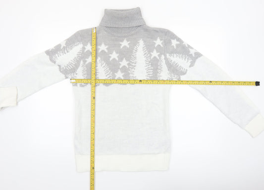 boohooMAN Men’s Grey Roll Neck Christmas Jumper Size S