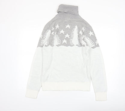 boohooMAN Men’s Grey Roll Neck Christmas Jumper Size S