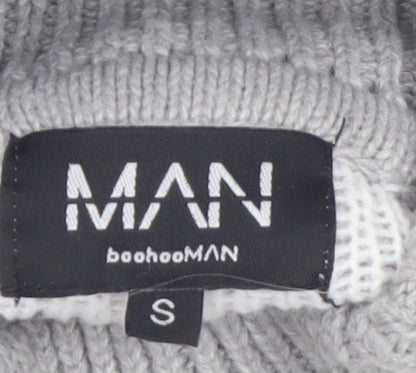 boohooMAN Men’s Grey Roll Neck Christmas Jumper Size S