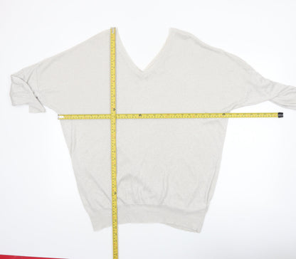 Next Women’s Silver V-Neck Relaxed Fit Jumper Size 20